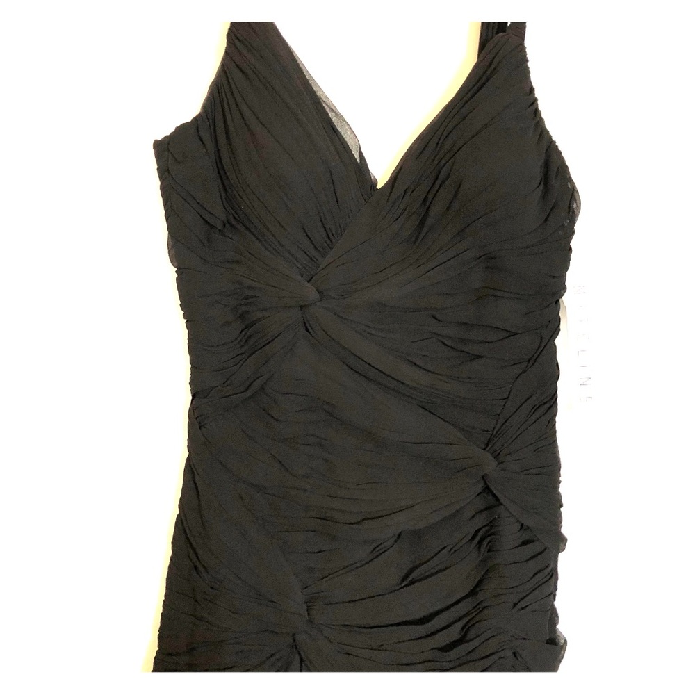 NWT Black Silk Ruched High Low Formal Dress size 8